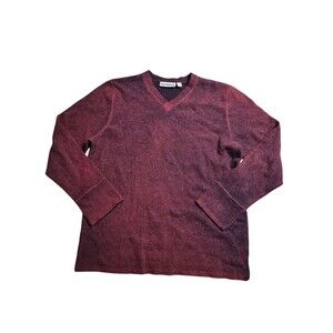 Vintage Express lambswool Wool Burgundy V-neck Knit Sweater Size Large